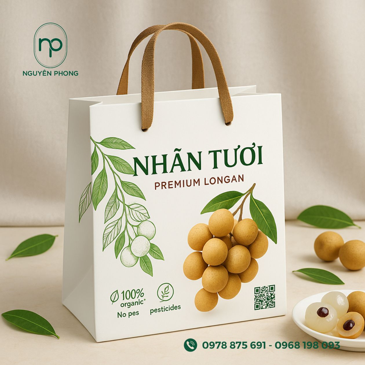 Mẫu túi giấy nông sản đựng nhãn 